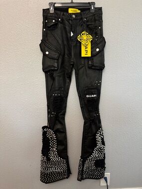 NWT Guapi Black Coffin Studded Jeans V2 Size 32